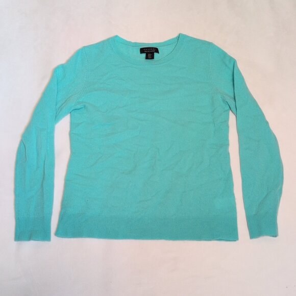 Tahari Blue 100% Cashmere Crewneck Sweater, M - Picture 2 of 9